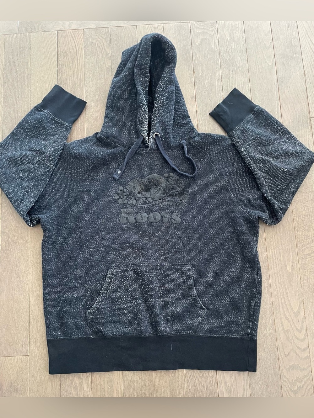 🔥 FREE ADD ON Roots Black Heathered Pullover Hoodie with Logo Size Large
